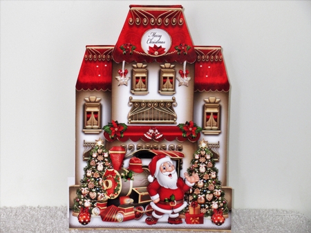 Festive Christmas House with Santa Decoration Card Mini Kit by Wayne Swan