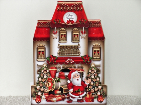 Festive Christmas House with Santa Decoration Card Mini Kit by Wayne Swan
