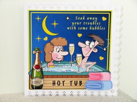 Champagne In The Hot Tub - Decoupage by Wayne Swan