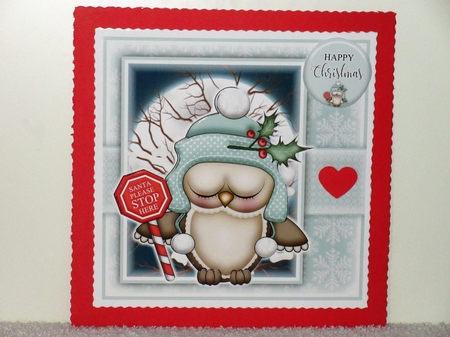 Santa Stop Here Ollie Owl Green Mini Kit by Wayne Swan