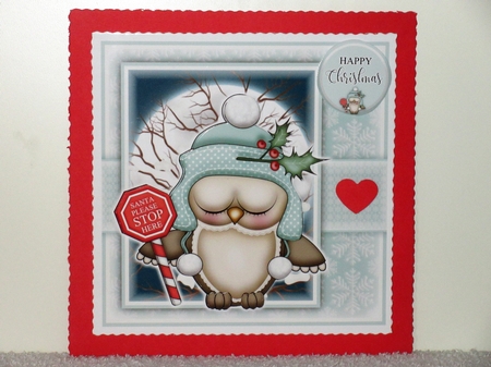 Santa Stop Here Ollie Owl Green Mini Kit by Wayne Swan
