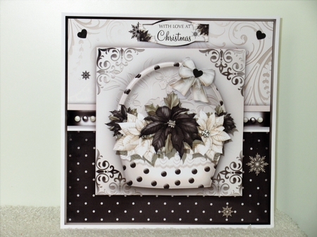 Black & Cream Poinsettia Basket by Wayne Swan