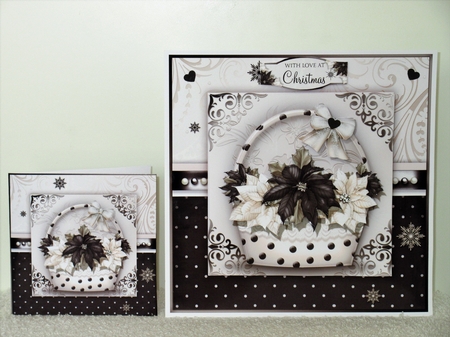 Black & Cream Poinsettia Basket by Wayne Swan
