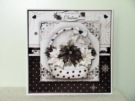 Black & Cream Poinsettia Basket by Wayne Swan