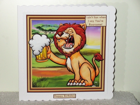 THE MANE MAN LION WOBBLY HEAD CARD 7.5 Decoupage & Insert Mini Kit by Wayne Swan