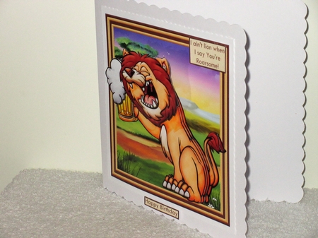 THE MANE MAN LION WOBBLY HEAD CARD 7.5 Decoupage & Insert Mini Kit by Wayne Swan