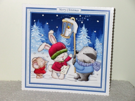 CHRISTMAS CAROLLING CRITTERS 7.5 Decoupage & Insert Mini Kit by Wayne Swan