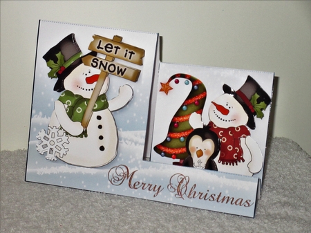 Snowman Side Stepper Card  by Wayne Swan
