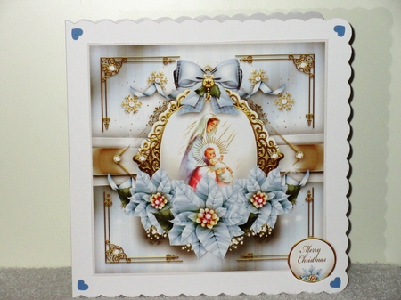 Christmas Winter Blue Poinsettias with Verse Mini Kit by Wayne Swan