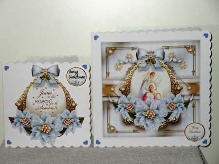 Christmas Winter Blue Poinsettias with Verse Mini Kit by Wayne Swan