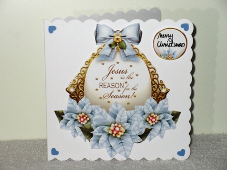 Christmas Winter Blue Poinsettias with Verse Mini Kit by Wayne Swan