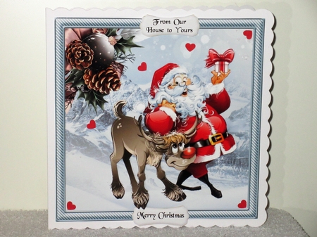 Santa Giving Rudolph His Gift by Wayne Swan