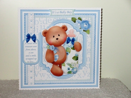 BABY BOY BEAR & BOTTLE 7.5 Decoupage & Insert Mini Kit by Wayne Swan