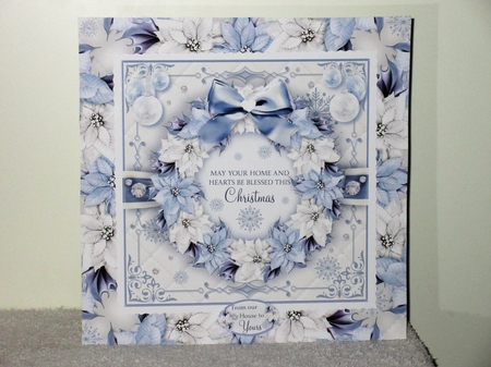 Blue Poinsettia Christmas Wreath by Wayne Swan
