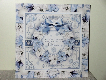Blue Poinsettia Christmas Wreath by Wayne Swan