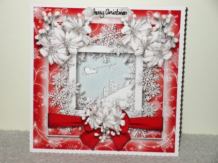 White Poinsettia and snowflakes Christmas Scene by Wayne Swan