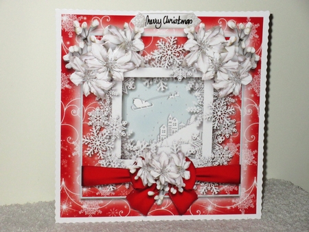 White Poinsettia and snowflakes Christmas Scene by Wayne Swan