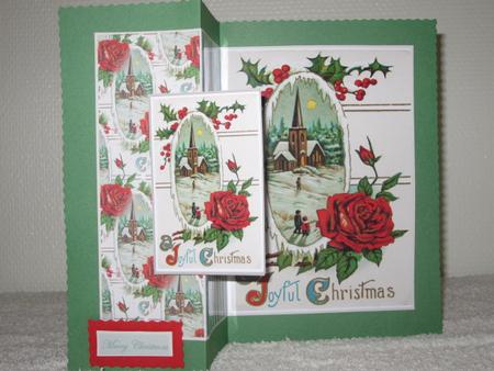 Vintage Christmas Rose Fold Back Card with Toppers by Wayne Swan