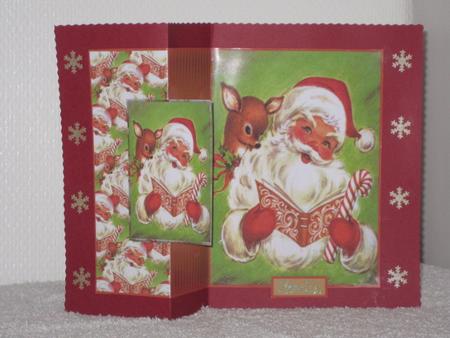 Santa and His Reindeer Fold Back Card with Toppers by Wayne Swan