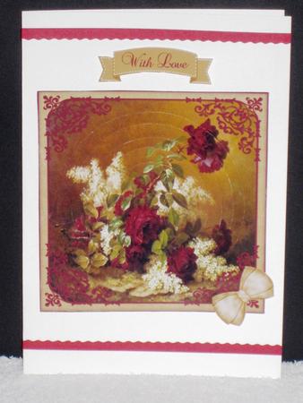 Vintage Deep Red Roses Circle Pyramid Decoupage by Wayne Swan