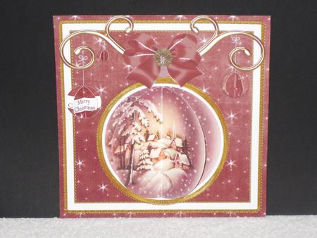 Snowy Village Plum 3D Bauble 8in Card Front Mini Kit by Wayne Swan