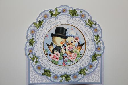 Loveducks Blue Happy Anniversary 3D Picture Doily C & E Kit by Wayne Swan
