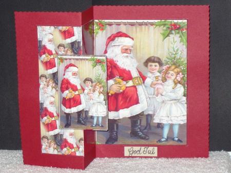 Santa with Children No Hole Fold Back Card by Wayne Swan