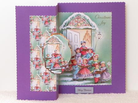 Carol Singers Fold Back Card with Toppers by Wayne Swan