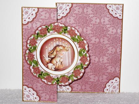 Praying Girl Plum Doily Faux Fold Back Card Mini Kit by Wayne Swan