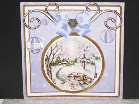 Blue Snowscene 3D Bauble 8in Card Front Mini Kit by Wayne Swan
