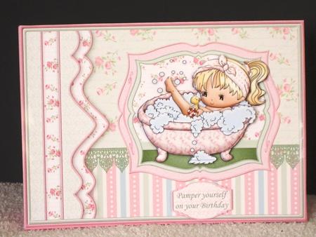 Cheeky Duck in Bath Card Topper & Decoupage by Wayne Swan