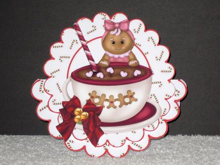 Gingerbread Girl with Cocoa on Rocker Card by Wayne Swan