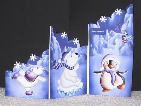 Polar Bear and Penguin Party Cascade Panel Card by Wayne Swan