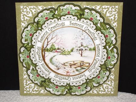 Olive Snowscene S Greetings 8in Picture Doily Shaker Cf Kit by Wayne Swan