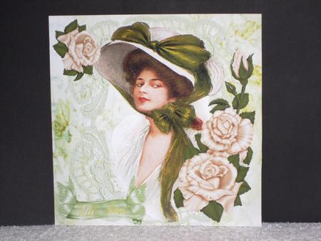 Vintage Lady in Bonnet & Cream Roses 8x8 Mini Kit by Wayne Swan