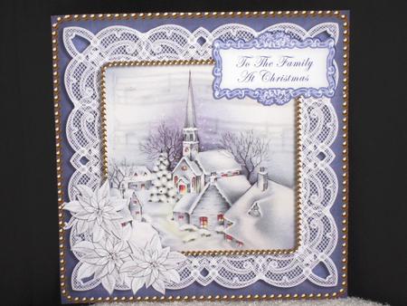 Blue Church Family at Christmas 8in Sentiment Topper by Wayne Swan