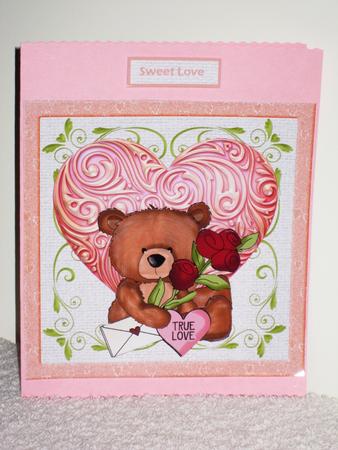 Teddy and a Red Rose Valentine Card with Decoupage by Wayne Swan