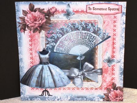 Pink Rose and Blue Dress Vintage Style by Wayne Swan