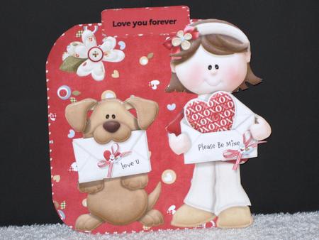 Girl and Puppy Valentine Over the Edge Card by Wayne Swan