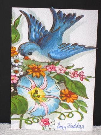 Blue Bird with Flowers by Wayne Swan