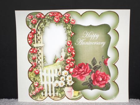Olive Rose Arch Happy Anniversary 8in Scallop Topper by Wayne Swan