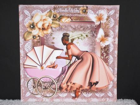 Vintage Style Mother and Baby Girl and Pram by Wayne Swan