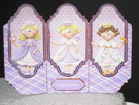 Three Princess Tri Fold Card with Decoupage by Wayne Swan