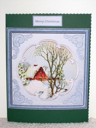 Cottage in the Snow Card with Petal Stackers by Wayne Swan