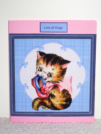 Kitten with a Slipper Card and Topper by Wayne Swan