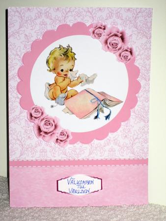 New Baby Girl Card Front & Decoupage by Wayne Swan