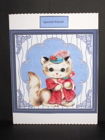 Vintage Cat Card Front with Decoupage by Wayne Swan