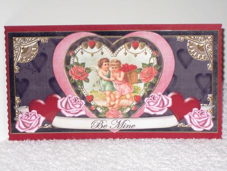 Black Pink Vintage Be Mine Valentine Dl Decoupage Topper by Wayne Swan