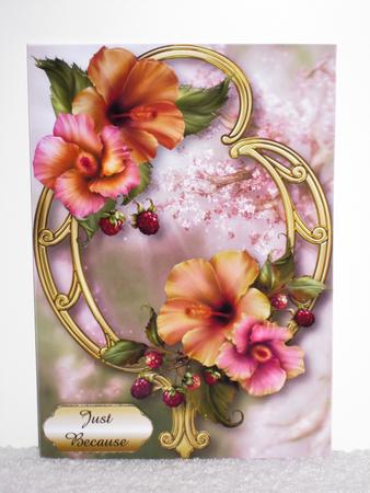Peach Hibiscus & Golden Frame by Wayne Swan