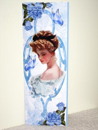 Vintage Lady in Blue with Blue Rose Tall Dl by Wayne Swan